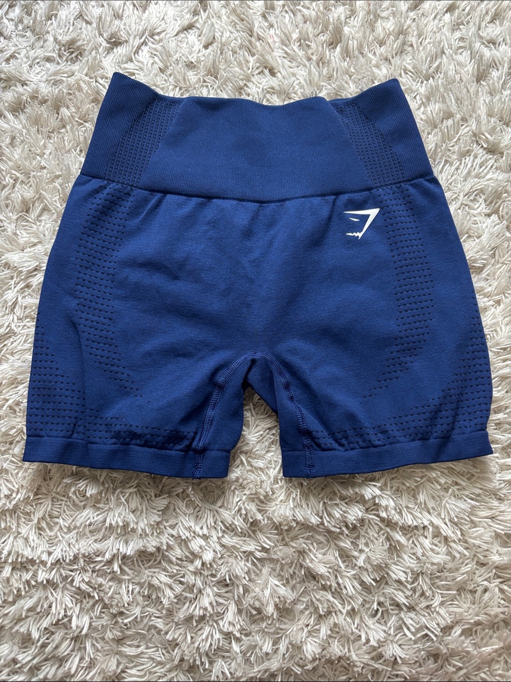 Gymshark Navy Seamless High-Waist Bike Shorts with Perforated Detail